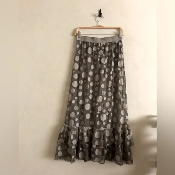 Fun Gray Polka Dot Mesh Skirt - Picture 2 of 4